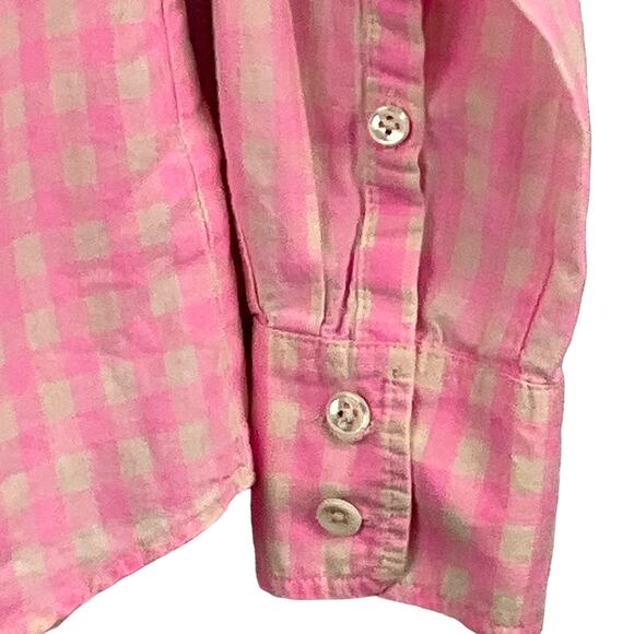 J. Crew Womens Boy Fit Perfect Shirt Bright Pink Ivory Plaid Gingham Button Up 4 - Picture 5 of 13